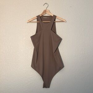 Abercrombie & Fitch Brown High Neck Bodysuit Soft A&F Collection Ponte Size L